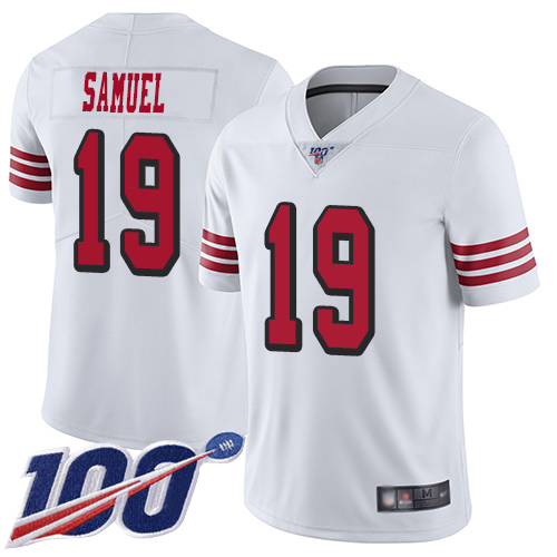 San Francisco 49ers Limited White Men Deebo Samuel NFL Jersey #19 100th Season Rush Vapor Untouchable->san francisco 49ers->NFL Jersey